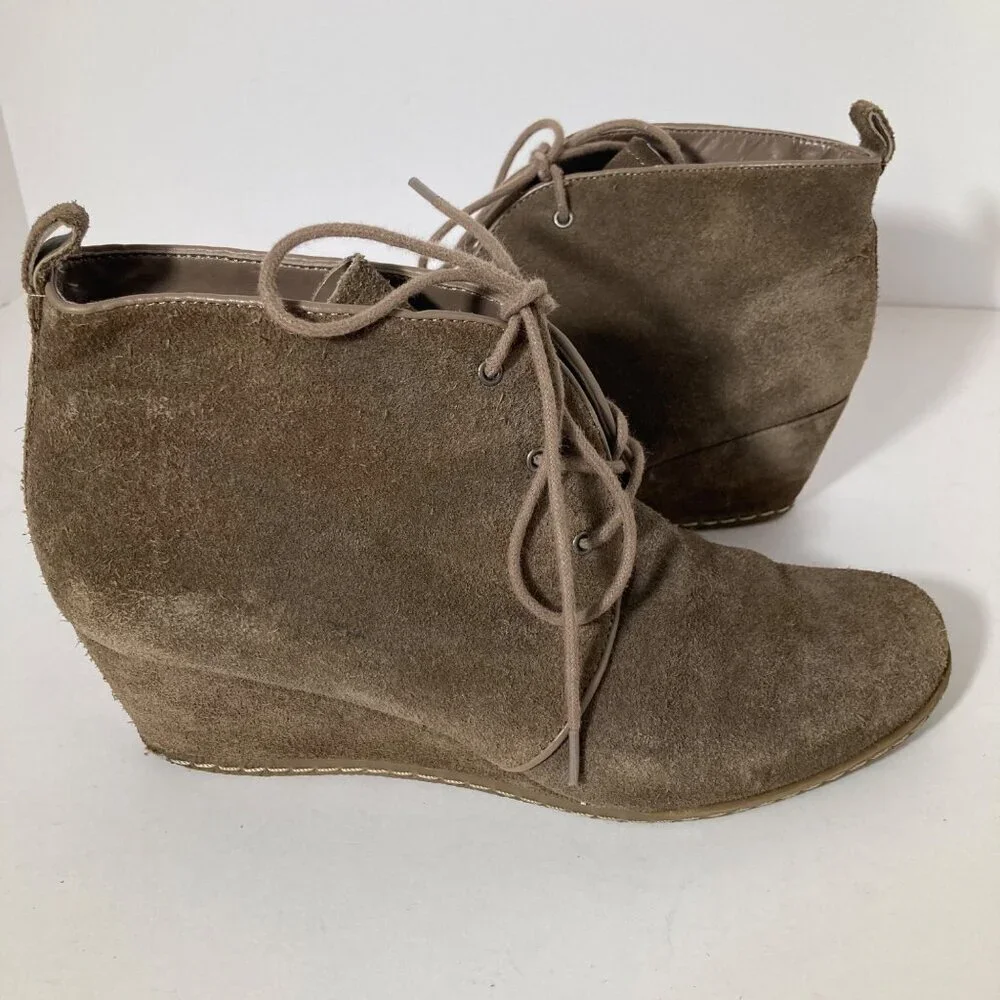 Womens Franco Sarto Brown Suede Wedge Tie Bootie 8